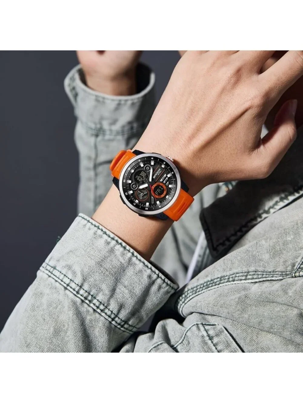 Men's Red Analog Quartz Stainless Steel Military Electronic LED Digital Watch
